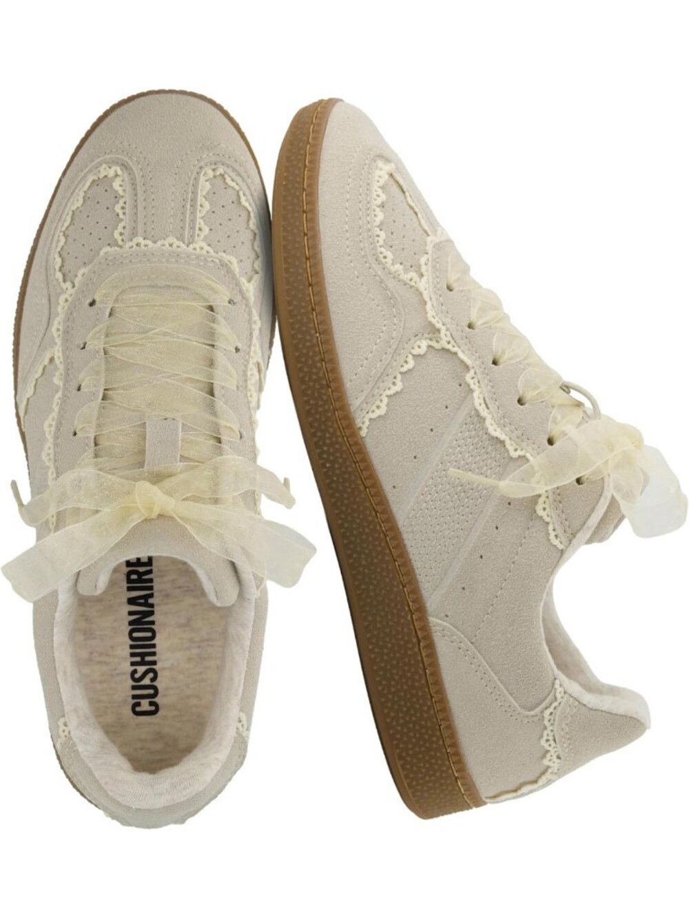 Elegant Lace Detail Casual Sneakers with Memory Foam | Comfortable Lace-Up Shoes